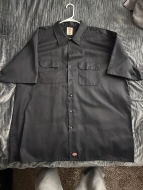 Dickies Men’s Black Short-Sleeve Button Down Work Shirt